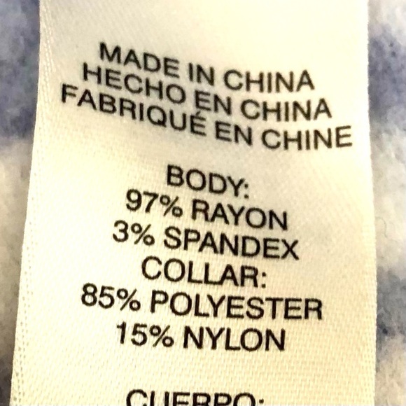 Chico’s blue white floral long sleeve tunic envelope neck size 12 (Chico’s 2) - Picture 7 of 11